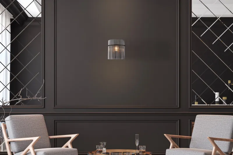 Gorley 26cm Røgfarvet væglampe Fra Globo Lighting - Gorley &auml;r en elegant och sofistikerad v&auml;gglampa med en imponerande arkitektonisk design.