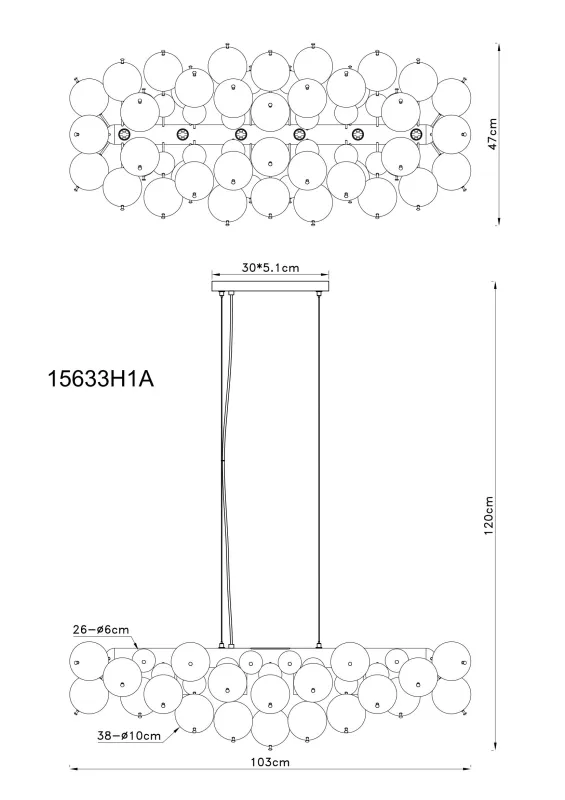 Udo 120cm Rav loftslampe Fra Globo Lighting - Den mattsvarta metallen ger lampan en sofistikerad och modern k&auml;nsla.