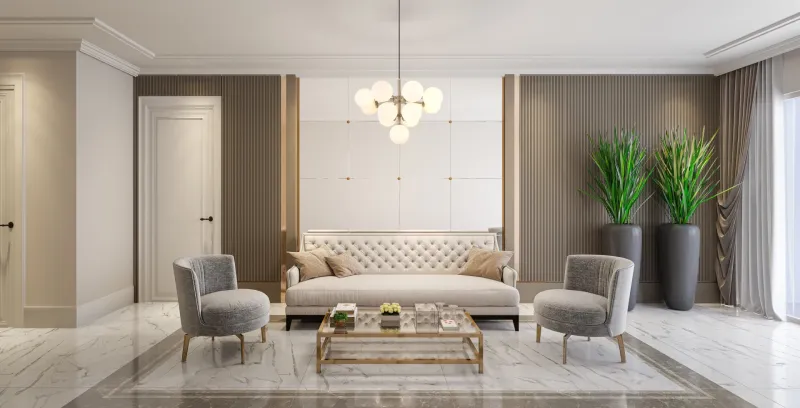 Grappy Ø56 Nikkel plafond Fra Globo Lighting - Grappy plafond blir en stilfull och lyxig detalj i varje rum med sin glamor&ouml;sa design och de 13st opalf&auml;rgade glaskulorna.