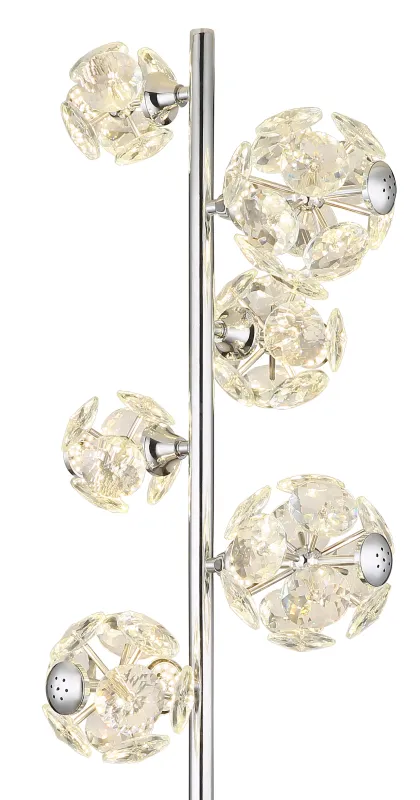Virina Chrom gulvlampe Fra Globo Lighting - Med en perfekt balans mellan modern design och funktionalitet blir Virina ett lyxigt blickf&aring;ng som f&ouml;rh&ouml;jer rummets karakt&auml;r och skapar unika ljusmoment.