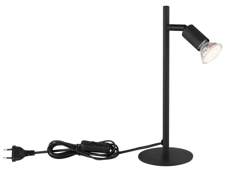 Matrix 30cm Sort skrivebordslampe Fra Globo Lighting - Den runda basen och det raka metallr&ouml;ret i mattsvart ger ett modernt och elegant uttryck.