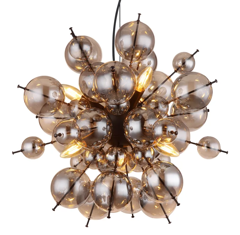 Udo Ø55 Røgfarvet loftslampe Fra Globo Lighting - Dess unika design imponerar med en rund form d&auml;r eleganta metallst&auml;nger sammanl&auml;nkas med dekorativa kulor i olika storlekar.