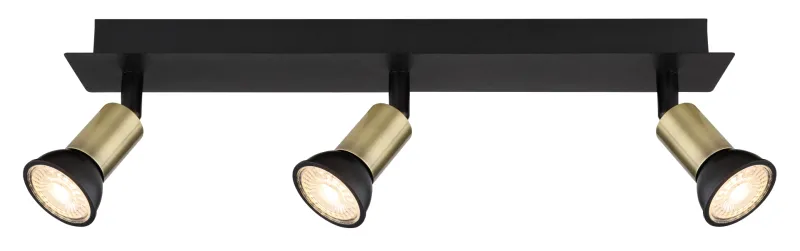 Drew 3 Guld spotlight Fra Globo Lighting - Drew &auml;r en stilren takspotlight som imponerar med sin design i mattsvart och guld.