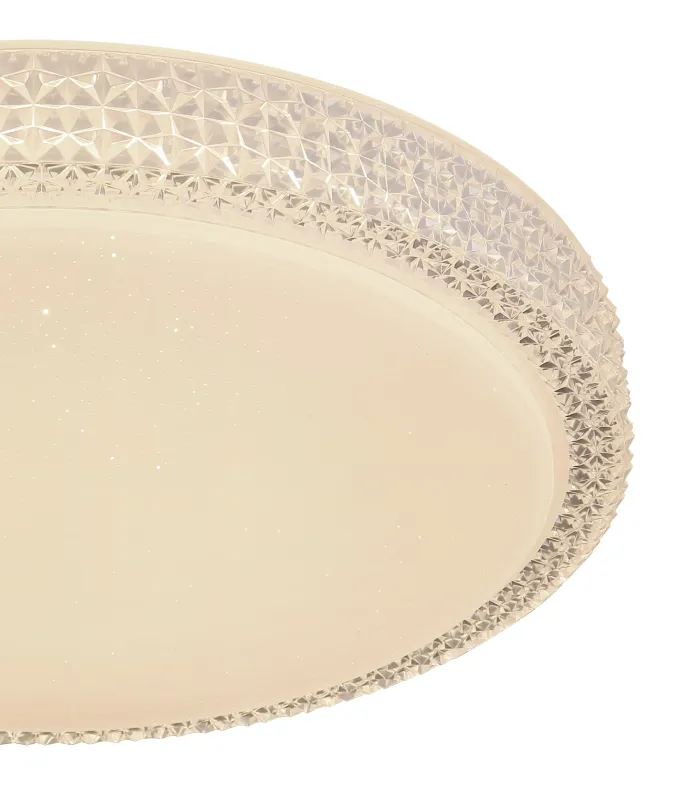 Ovi Ø40 Hvid plafond Fra Globo Lighting - Kombinationen av vit metall, glittrande dekordetaljer och klara plastkristaller g&ouml;r den till en riktig blickf&aring;ngare.