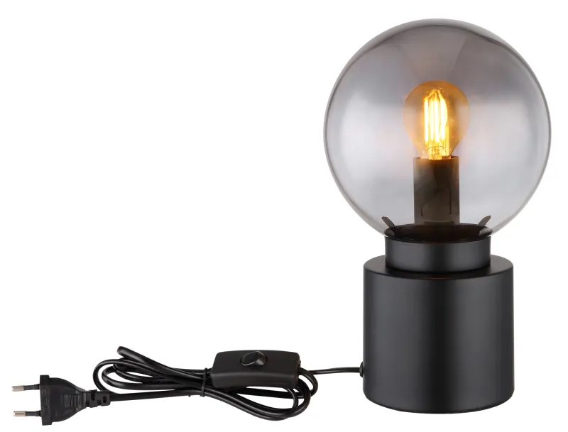Marka 25cm Sort bordlampe Fra Globo Lighting - Den praktiska str&ouml;mbrytaren p&aring; sladden g&ouml;r den enkel att anv&auml;nda, och med sin kompakta storlek passar den perfekt p&aring; alla ytor.