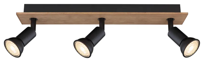 Drew 3 Natur spotlight Fra Globo Lighting - Drew &auml;r en stilren takspotlight som imponerar med sin design i svart metall och m&ouml;rkt tr&auml;.