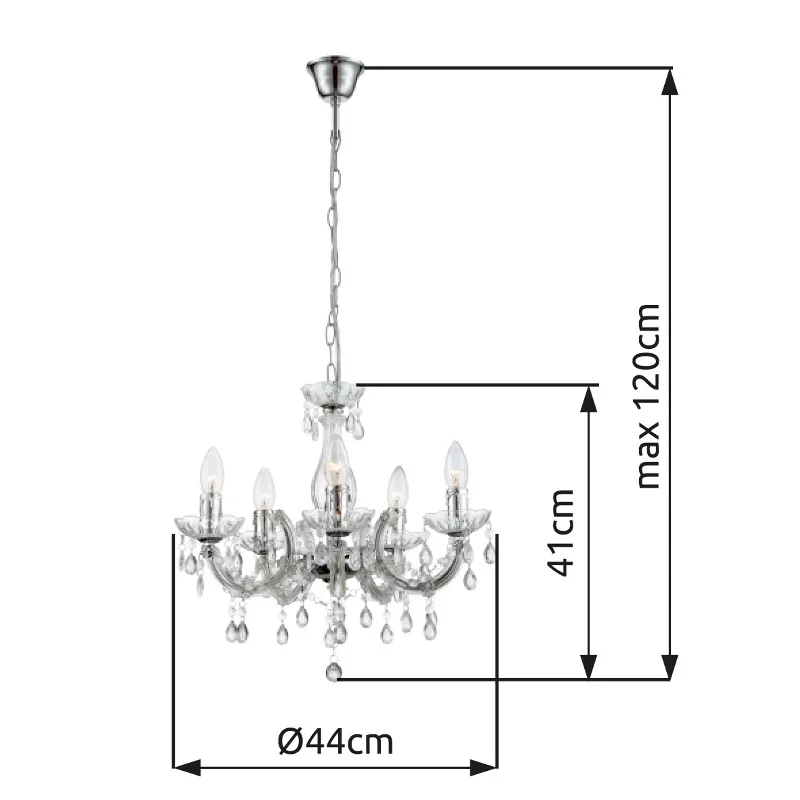 Cuimbra Ø45 Chrom krystal Fra Globo Lighting - Med sina krompl&auml;terade detaljer och klarglas skapar den en lyxig glans och en stilfull atmosf&auml;r.