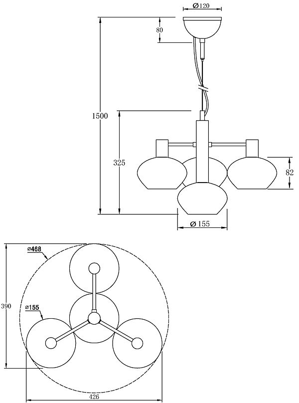 Bell Ø47 Røgfarvet loftslampe Fra Aneta Lighting - Med sine tre skærme i røget glas og ophæng i sort skabes en luksuriøs og sofistikeret atmosfære.