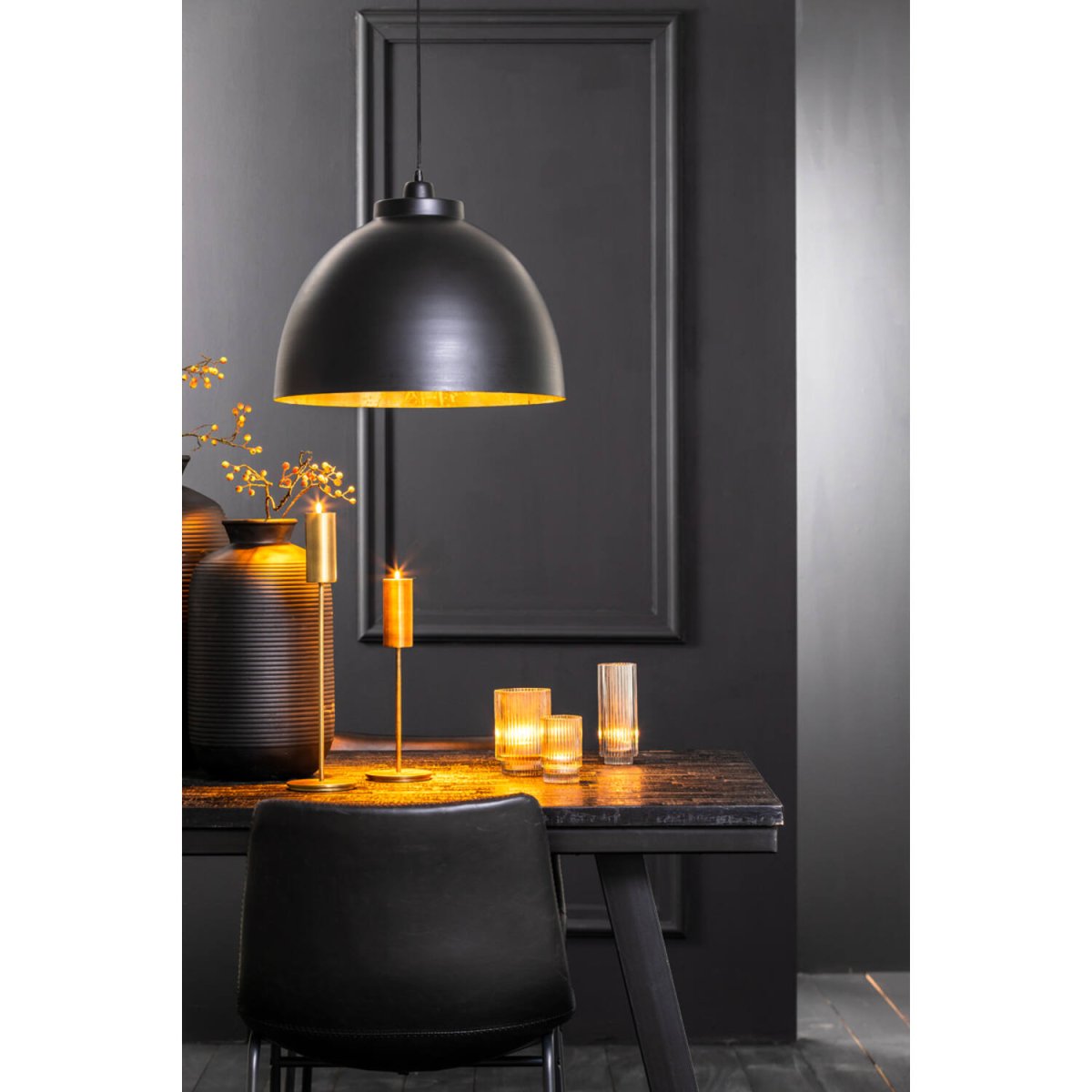 Kylie Ø45 Sort/guld loftslampe Fra Light & Living - 