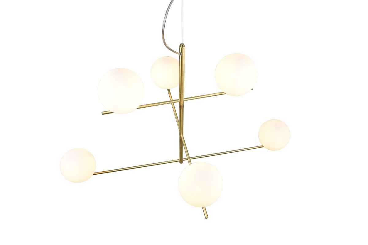 Pure 115cm Mat messing loftslampe Fra Trio Lighting - Det moderne, minimalistiske design med mat messing og hvidt glas kan kombineres med b&aring;de effektive og diskrete elementer.