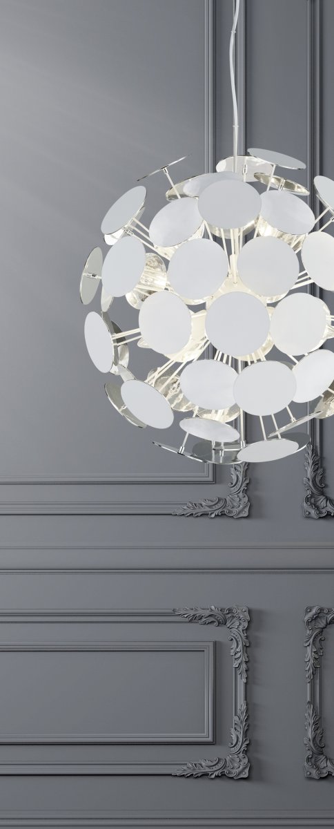 Discalgo Ø54 Hvid loftslampe Fra Trio Lighting - Denne farvekombination passer perfekt til en moderne indretningsstil og skaber en nuanceret lysstemning i rummet.