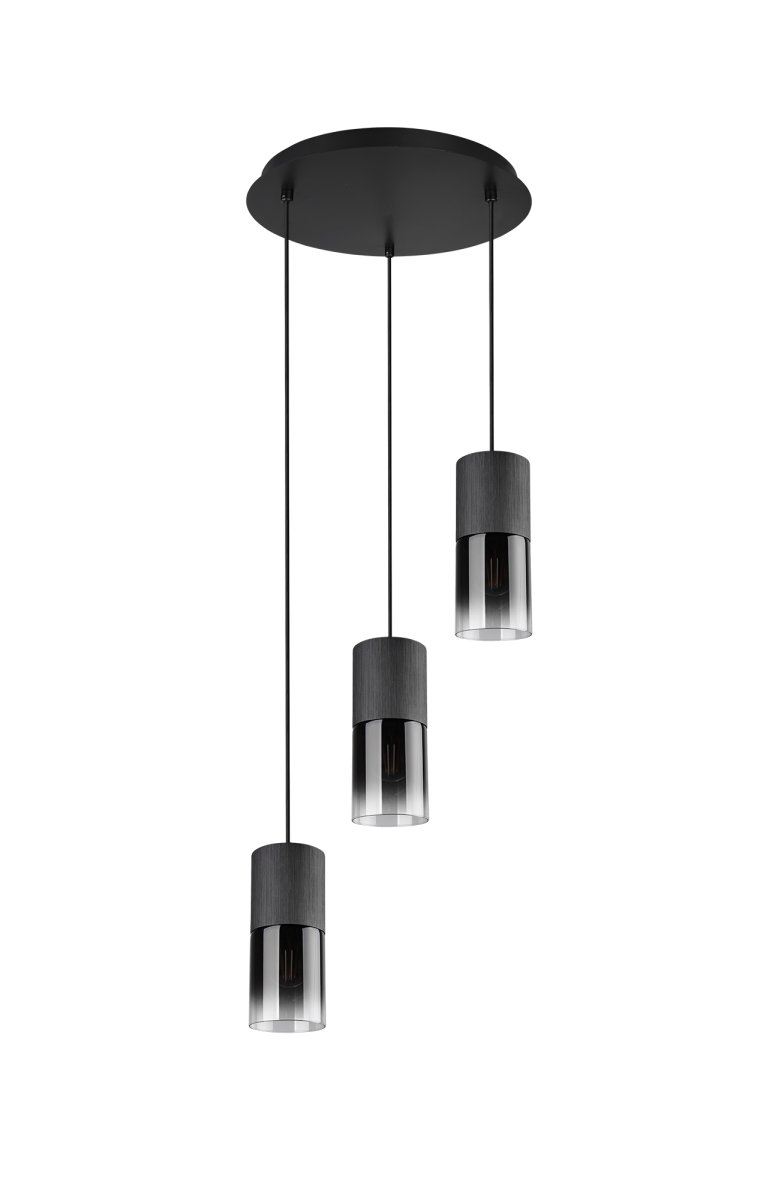 Robin Ø37 Sort loftslampe Fra Trio Lighting - Med den matsorte farveskala og de røgfarvede glas kan den nemt kombineres med forskellige indretningsstile.