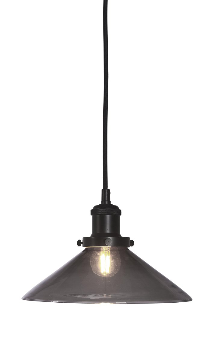 August Ø25 Sort vindueslampe Fra PR Home - Lampesk&aelig;rm i sort glas og lampesk&aelig;rm i sort metal med mat overflade.
