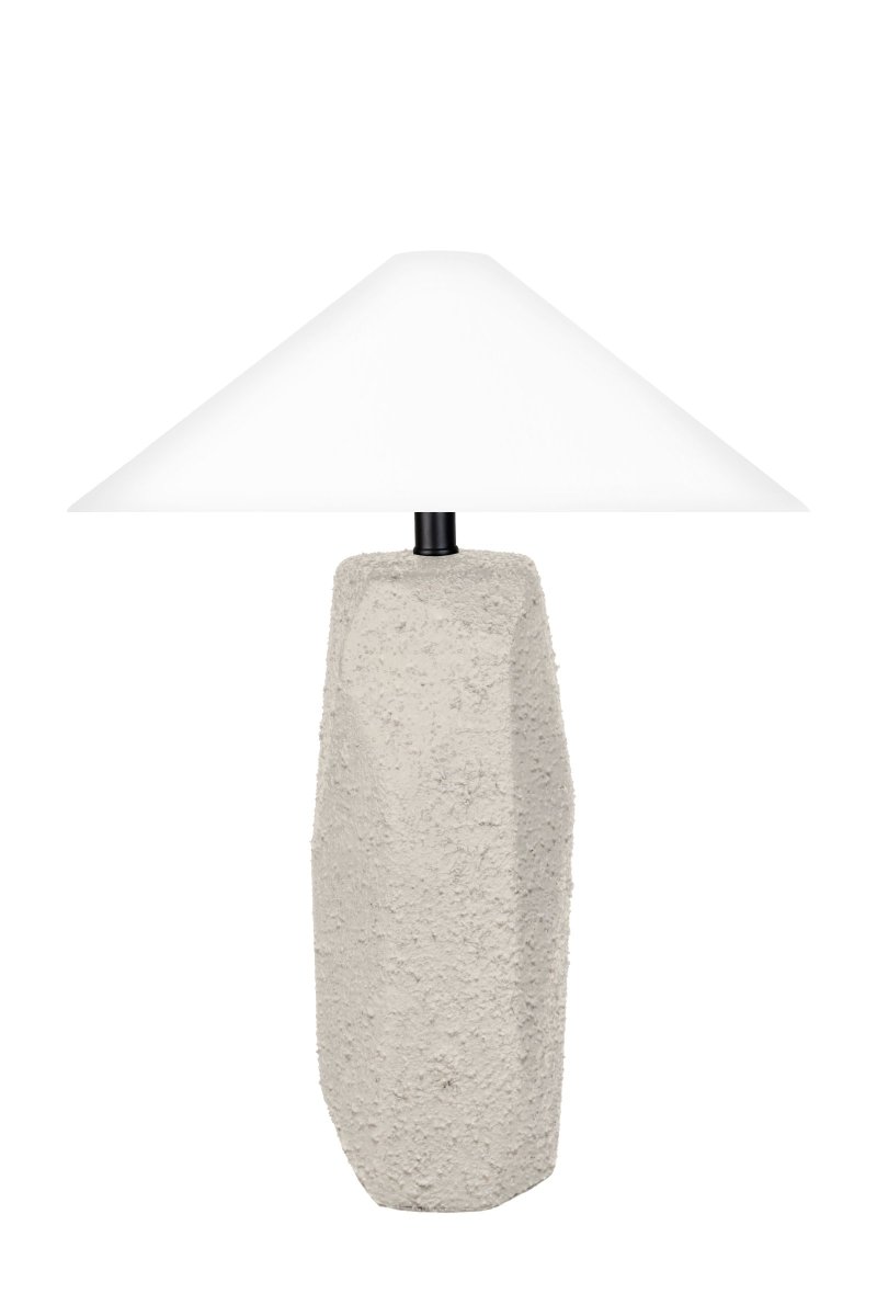 Massi 56cm Grå bordlampe Fra Globen Lighting - Lampefoden er lavet af pulverlakeret grå; keramik, som giver et organisk og interessant udtryk.