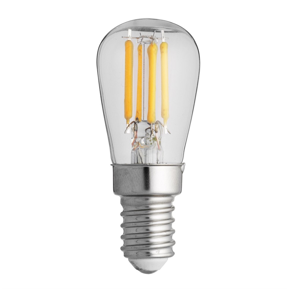 E14 Pærelampe 3,3W 2200K Dæmpbar Gennemsigtig Fra Unison - Denne P&auml;ron LED-lampe med en klar E14 base har en effekt p&aring;; 3,3W og en farvetemperatur p&aring; 2200K.