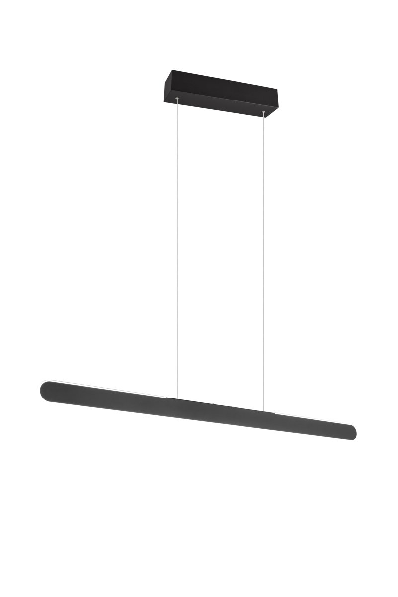 Helios 100cm Sort loftslampe Fra Trio Lighting - Den praktiske højdejustering er særligt værd at nævne, og den integrerede 4-fold touch-funktion giver dig mulighed for nemt at justere både lysstyrke og farvetemperatur med et enkelt tryk.