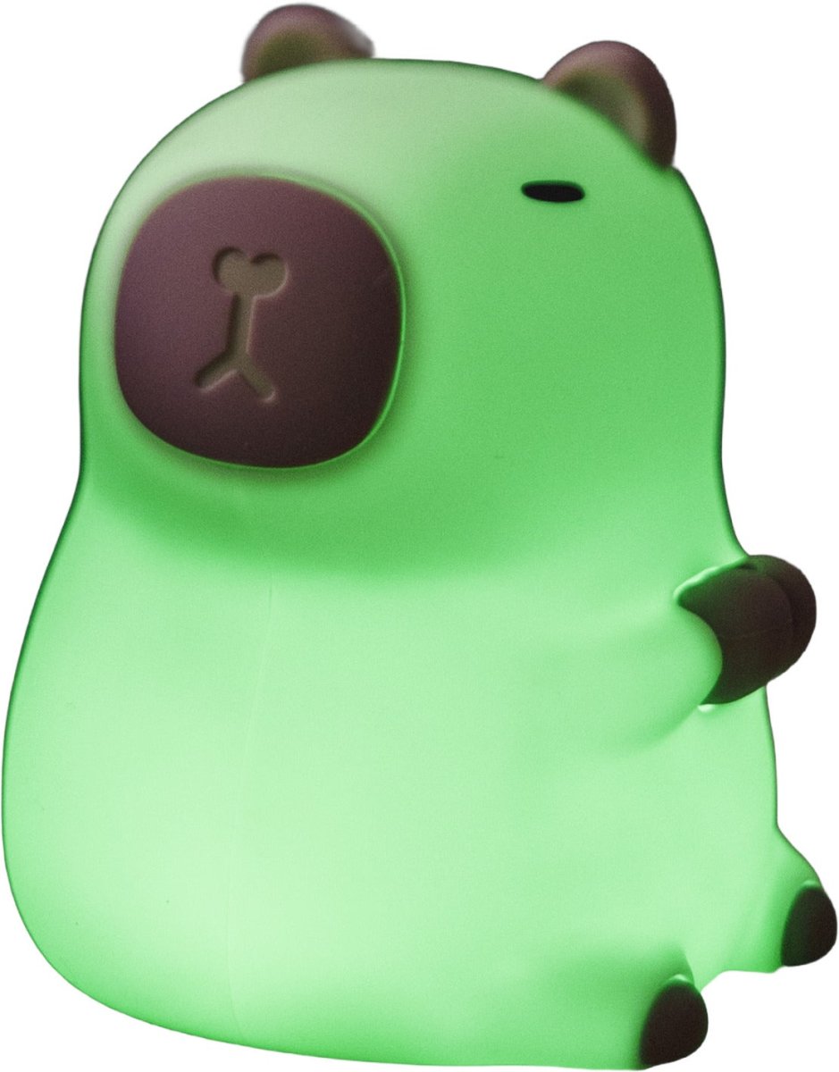 Capybara Hvid børnelampe Fra Star Trading - Lampen har en touch-funktion, og med et let tryk kan du t&aelig;nde, slukke eller skifte mellem forskellige smukke farver.