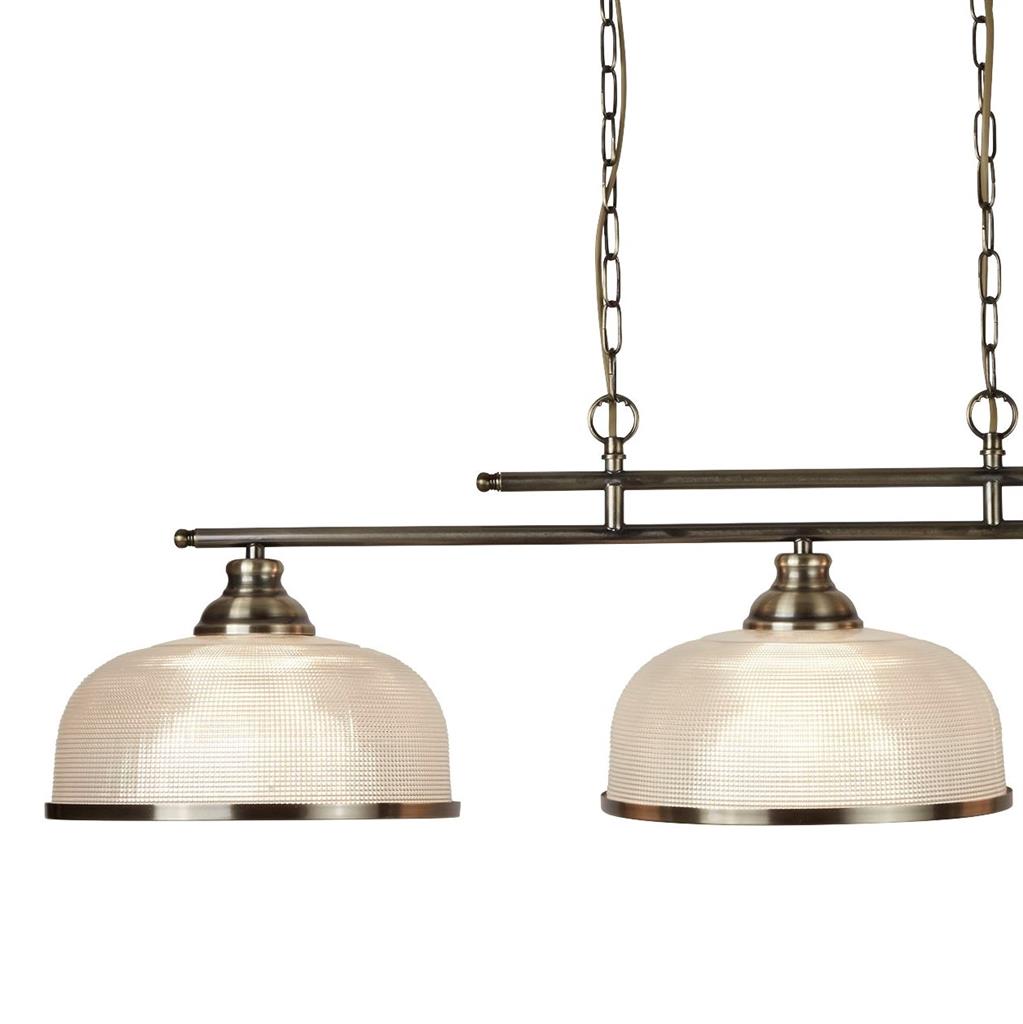 Bistro 100cm Antik messing loftslampe Fra Searchlight - Bistro er en stilfuld pendellampe, der h&aelig;nger fra en robust ramme og giver dit k&oslash;kken eller spisestue et opdateret, men tidl&oslash;st udtryk.