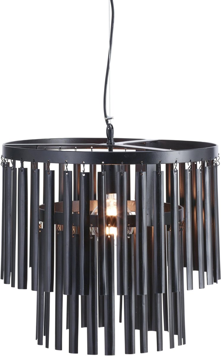 Marlow Ø45 Sort loftslampe Fra PR Home - Loftslysekrone Marlow, moderne loftslysekrone i sort metal med oph&aelig;ngningsst&aelig;nger af metal i 2 lag.