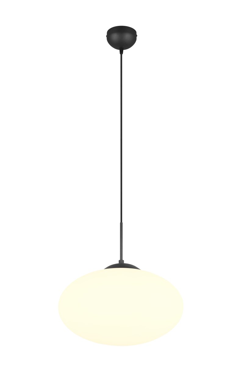 Fomento Ø40 Sort loftslampe Fra Trio Lighting - Kombinationen af mat sort og hvidt glas skaber en følelse af luksus og sofistikering.