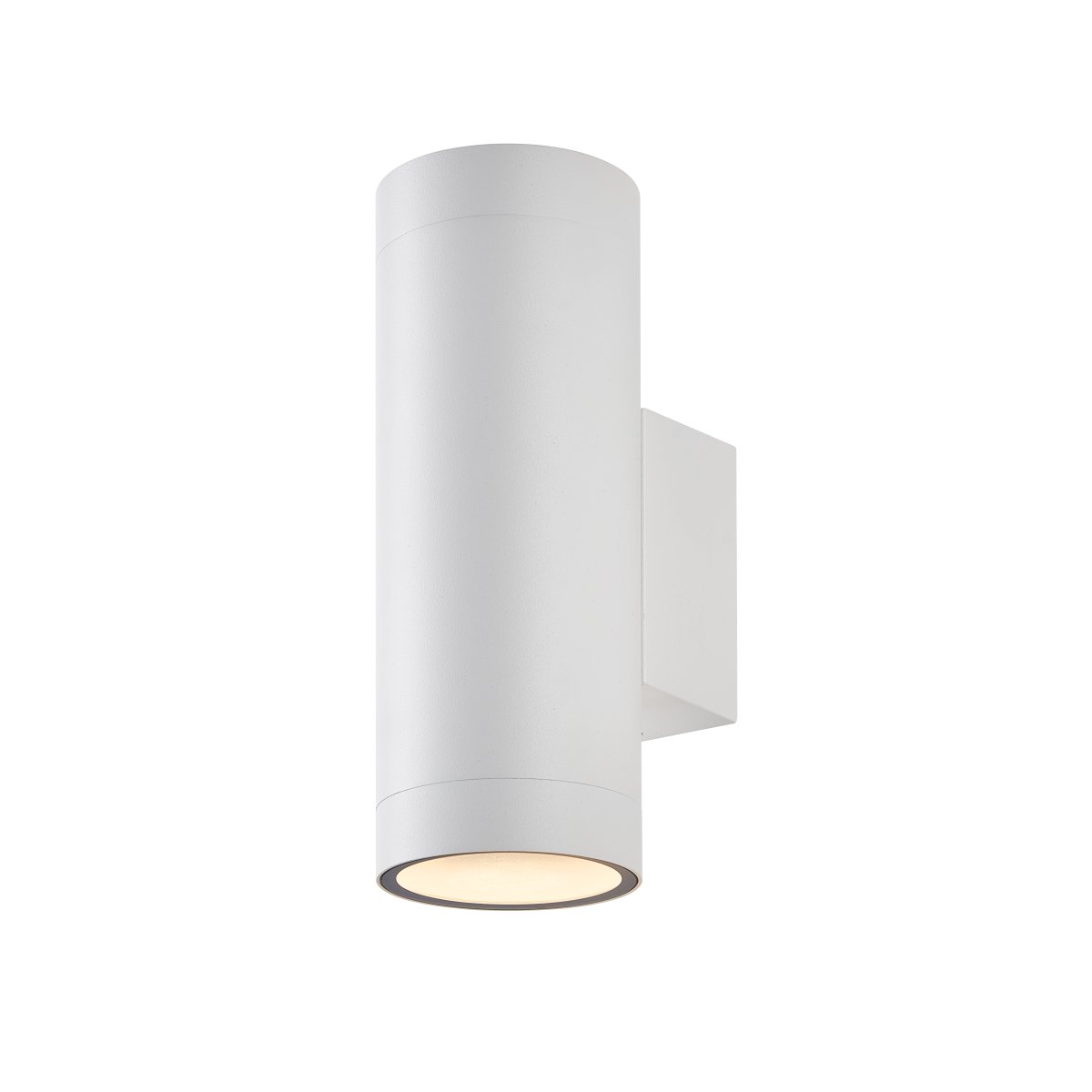 Oden Duo Hvid udendørslampe Fra Lampan - Lampan lyser fint b&aring;de upp och ner p&aring; v&auml;ggen.