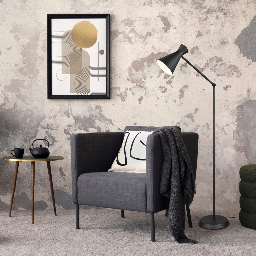 Enzo Sort gulvlampe Fra Trio Lighting - 