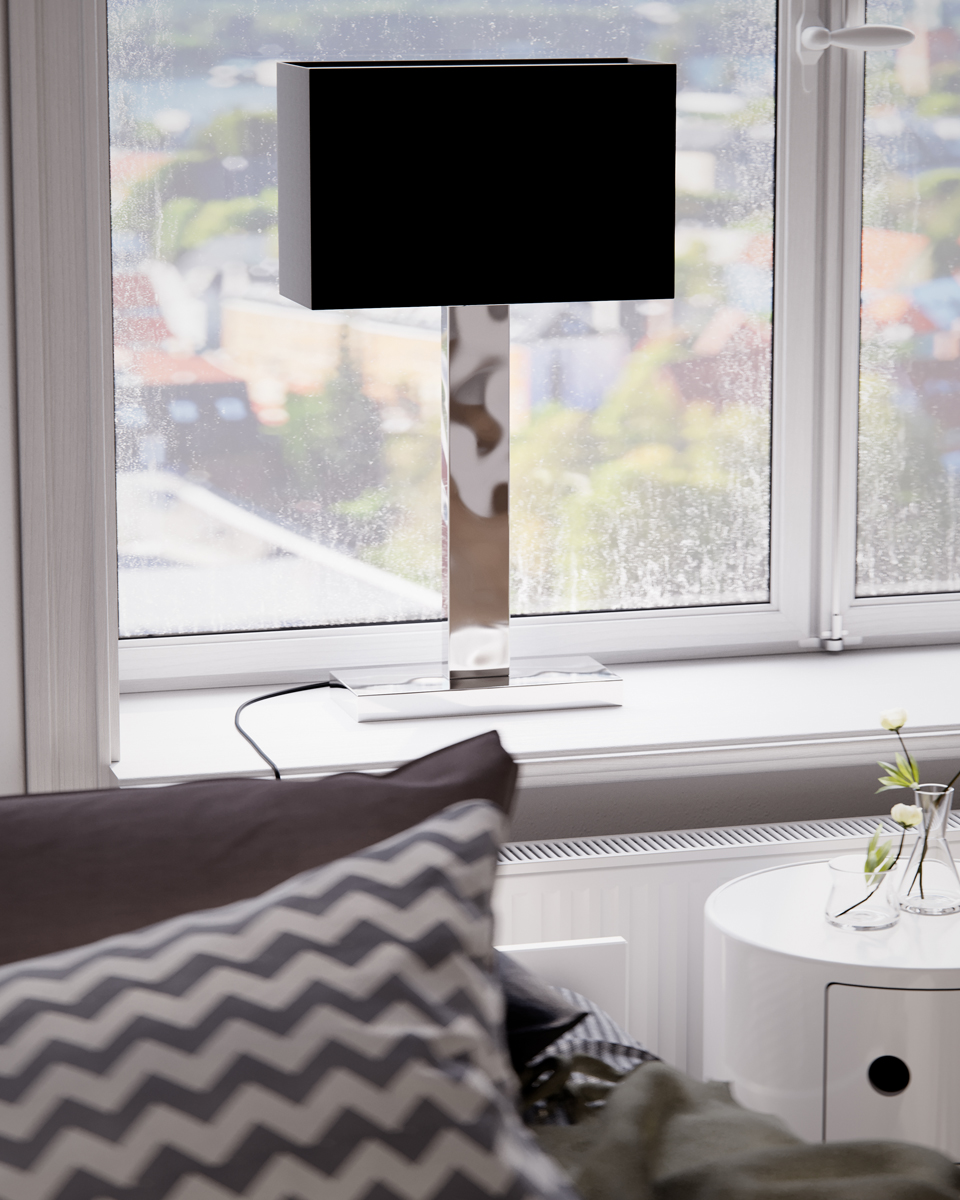 Prime 70cm Krom bordlampe Fra By Rydéns - Udforsk mulighederne med Prime bordlampen i metal og stofsk&aelig;rm, og lad dens elegante design og varme belysning fremh&aelig;ve dit store vindue og skabe en indbydende atmosf&aelig;re i dit hjem.