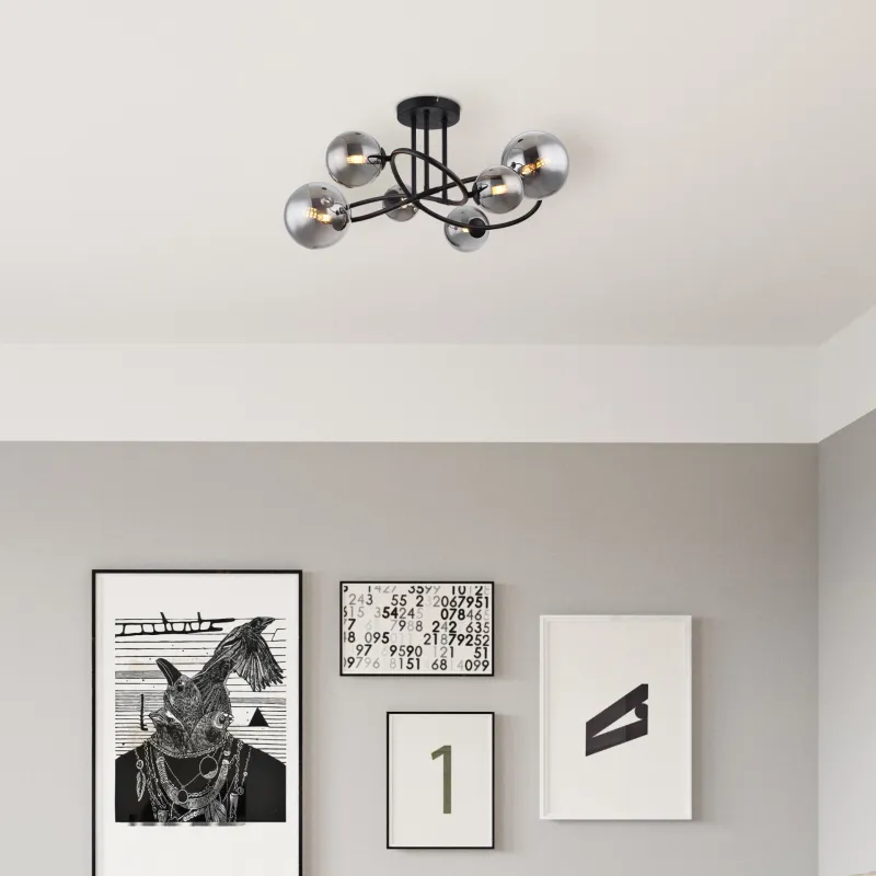 Riha 62cm Røgfarvet plafond Fra Globo Lighting - Uppt&auml;ck Riha &ndash; en imponerande plafond som skapar en elegant atmosf&auml;r i ditt hem.