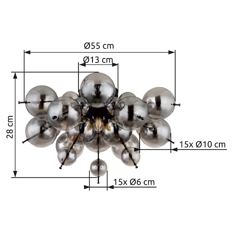 Udo Ø55 Røgfarvet plafond Fra Globo Lighting - Perfekt f&ouml;r vardagsrum, sovrum eller matsalar d&auml;r den bidrar till en stilfull och inbjudande milj&ouml;.