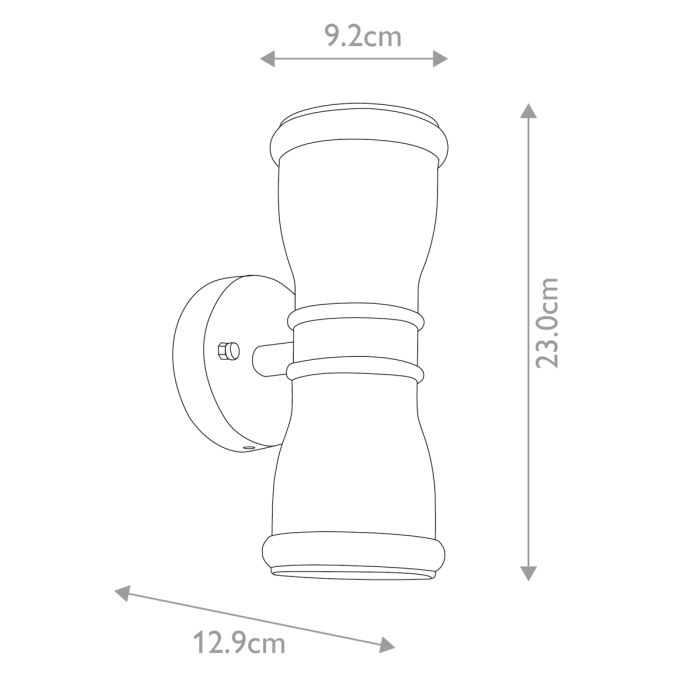 Malvern 23cm Sort udendørslampe Fra Elstead Lighting - Med sin upp- och ned&aring;triktade ljusspridning skapar Malvern en vacker belysningseffekt p&aring; fasaden, perfekt f&ouml;r entr&eacute;er, uteplatser och g&aring;ngv&auml;gar.