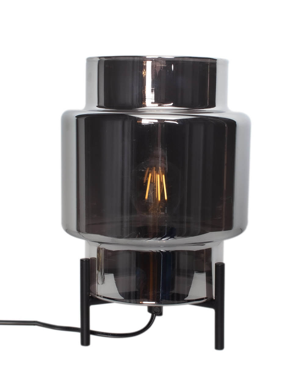 Ebbot 30cm Røgfarvet bordlampe Fra By Rydéns - Ebbot er en fantastisk bordlampe i r&oslash;get glas med en matsort base.