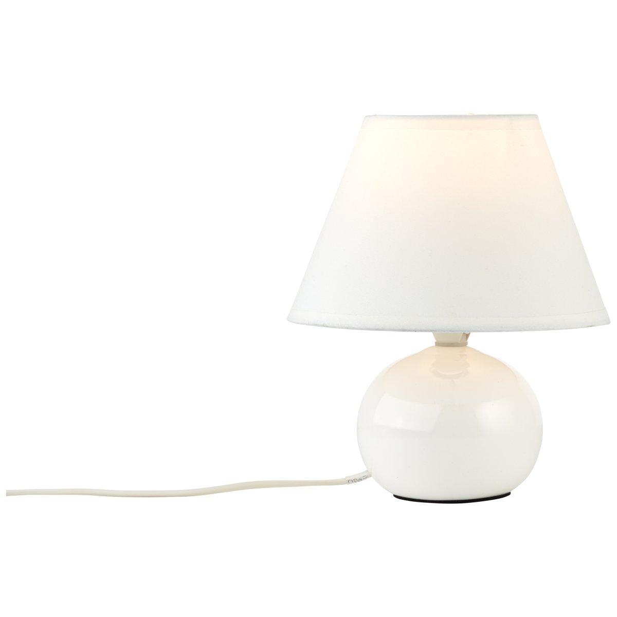 Primo 23cm Hvid bordlampe Fra Brilliant - Lampen har en praktisk afbryder p&aring; ledningen.