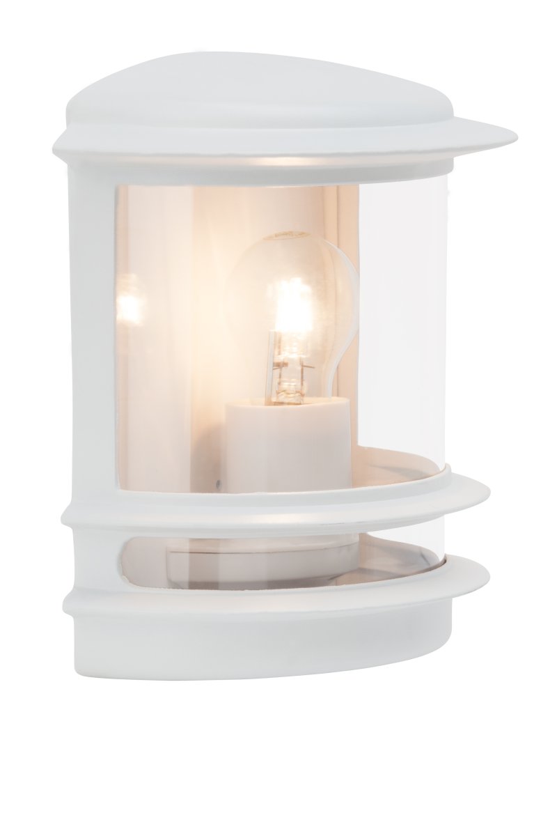 Hollywood Hvid udendørslampe Fra Brilliant - Hollywood væglampe til udendørs brug er et alsidigt valg, der passer perfekt ved siden af hoveddøren eller som dekorativ belysning på; husets facade.