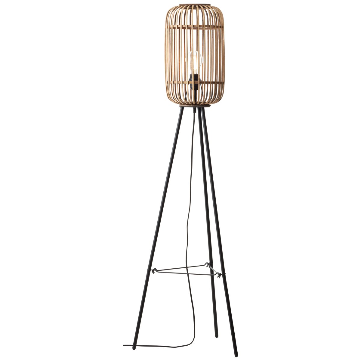 Woodrow Natur gulvlampe Fra Brilliant - Materialet i metal og bambus bidrager til en naturlig følelse og skaber en hyggelig atmosfære i rummet.