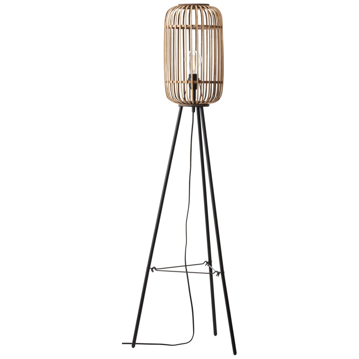 Woodrow Natur gulvlampe Fra Brilliant - Materialet i metal og bambus bidrager til en naturlig følelse og skaber en hyggelig atmosfære i rummet.
