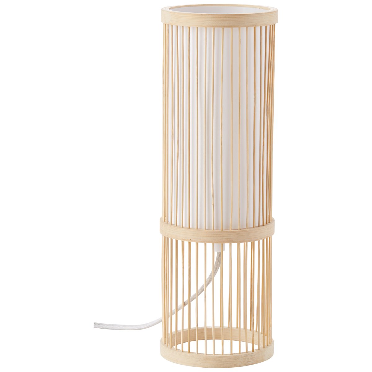Nori 36cm Natur bordlampe Fra Brilliant - Fremstillet af milj&oslash;venlig bambus og elegant tekstil, skaber det en indbydende og harmonisk atmosf&aelig;re.