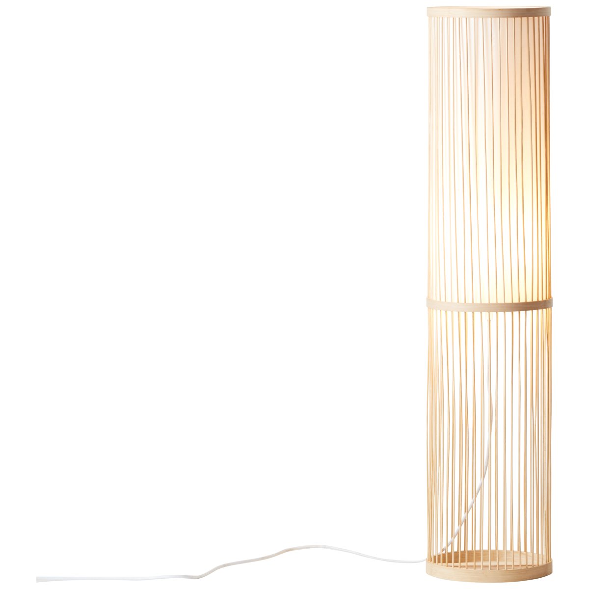 Nori Natur gulvlampe Fra Brilliant - Fremstillet af miljøvenlig bambus og elegant tekstil, skaber det en indbydende og harmonisk atmosfære.