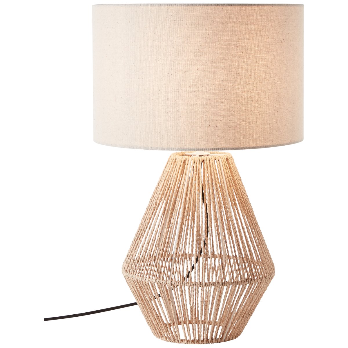 Laraine 52cm Natur bordlampe Fra Brilliant - Med sin moderne blanding af rattan, metal og tekstil giver den et naturligt og stilrent indtryk.