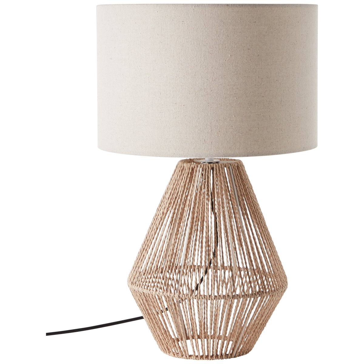Laraine 52cm Natur bordlampe Fra Brilliant - Med sin moderne blanding af rattan, metal og tekstil giver den et naturligt og stilrent indtryk.