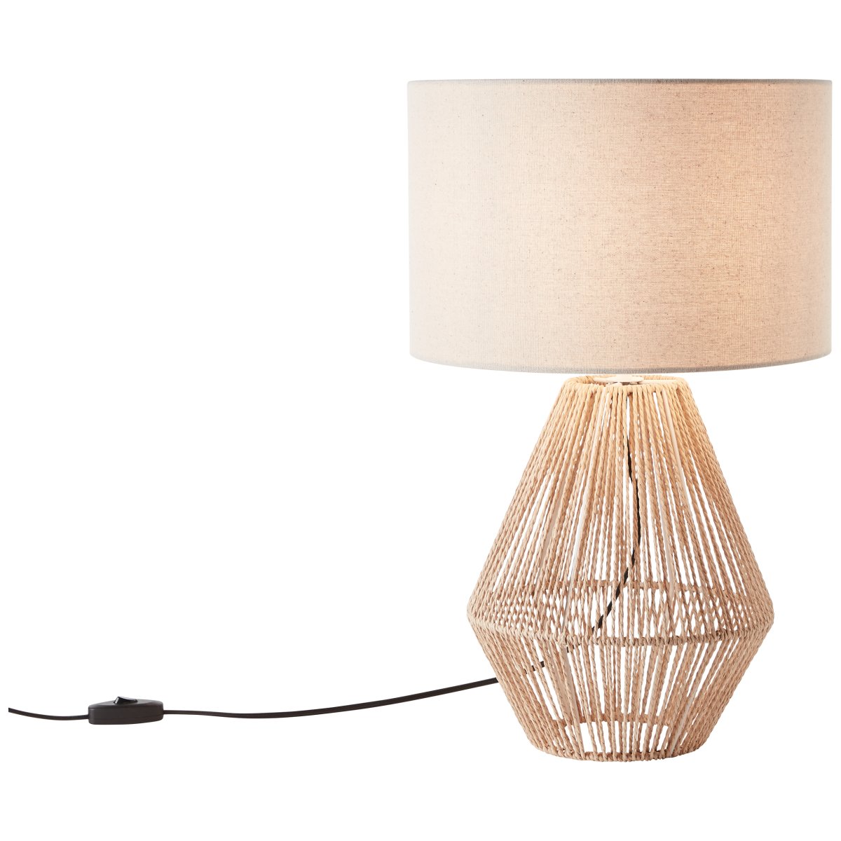 Laraine 52cm Natur bordlampe Fra Brilliant - Med sin moderne blanding af rattan, metal og tekstil giver den et naturligt og stilrent indtryk.