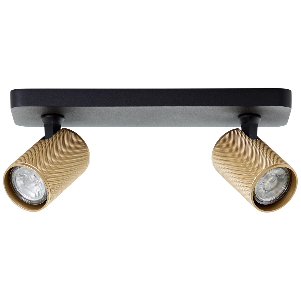 Marty 2 Sand sort spotlight Fra Brilliant - Med en metalkasse af høj kvalitet og gyldne detaljer giver det et stilrent udtryk, der passer ind i forskellige rum.