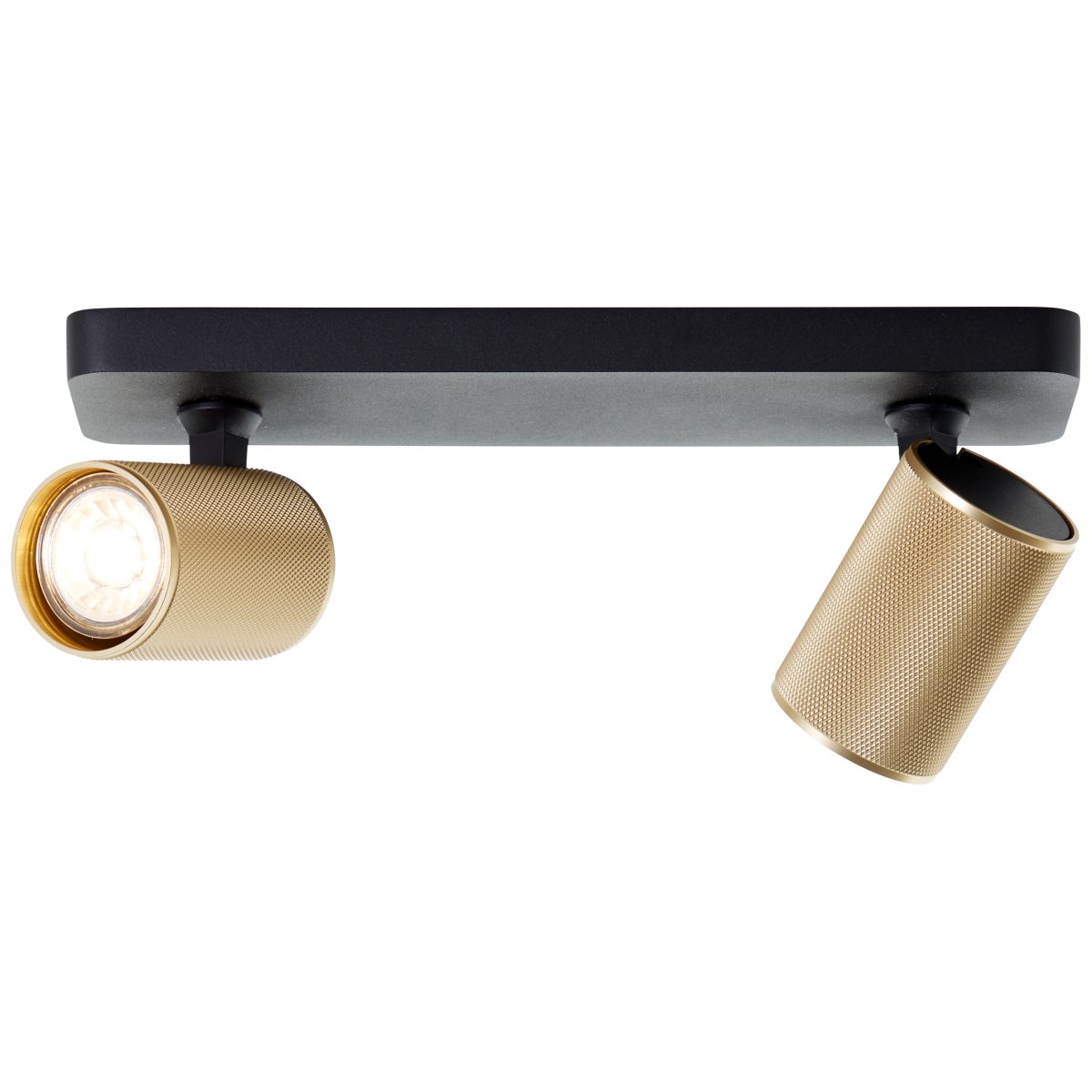 Marty 2 Sand sort spotlight Fra Brilliant - Med en metalkasse af høj kvalitet og gyldne detaljer giver det et stilrent udtryk, der passer ind i forskellige rum.
