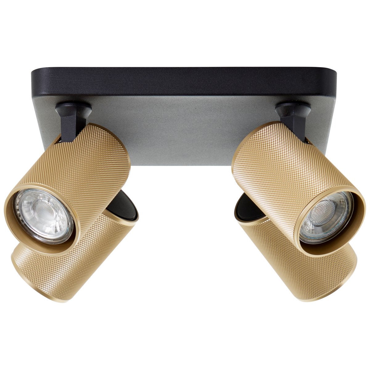 Marty 4 Sand sort spotlight Fra Brilliant - Med en metalkasse af høj kvalitet og gyldne detaljer giver det et stilrent udtryk, der passer ind i forskellige rum.