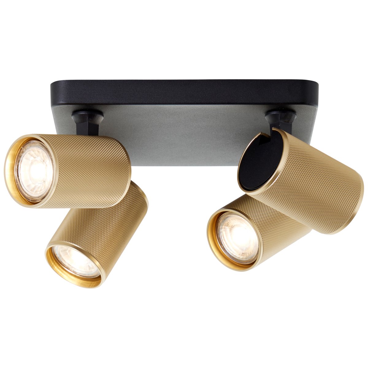 Marty 4 Sand sort spotlight Fra Brilliant - Med en metalkasse af høj kvalitet og gyldne detaljer giver det et stilrent udtryk, der passer ind i forskellige rum.