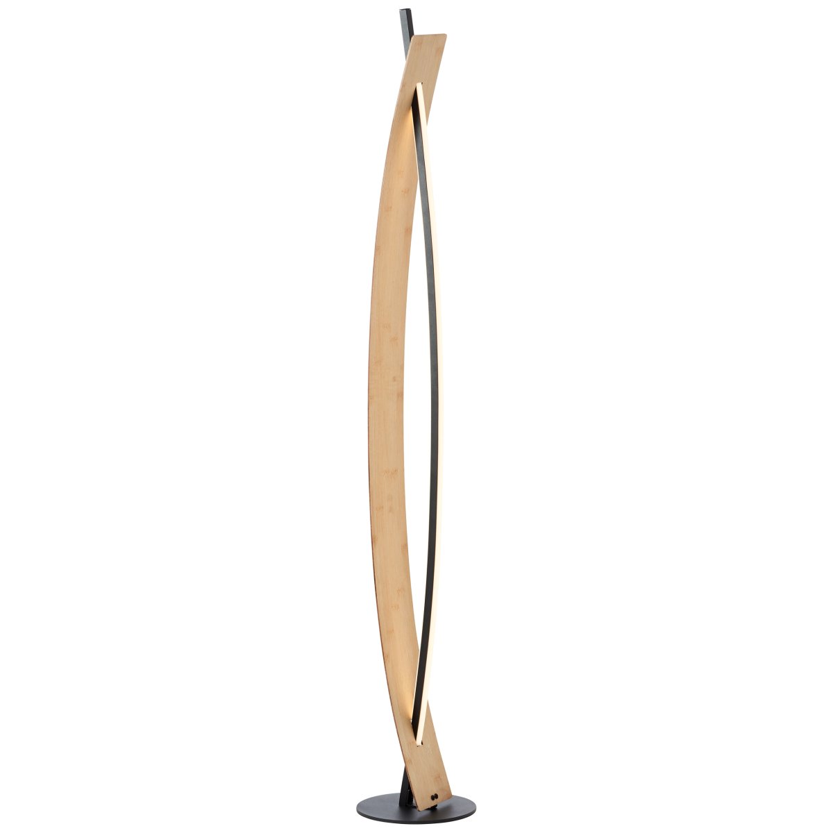 Visby Natur gulvlampe Fra Brilliant - Den statelige lampe p&aring; 120 cm er lavet i metal og bambus, hvilket giver den b&aring;de holdbarhed og en varm, indbydende &aelig;stetik.