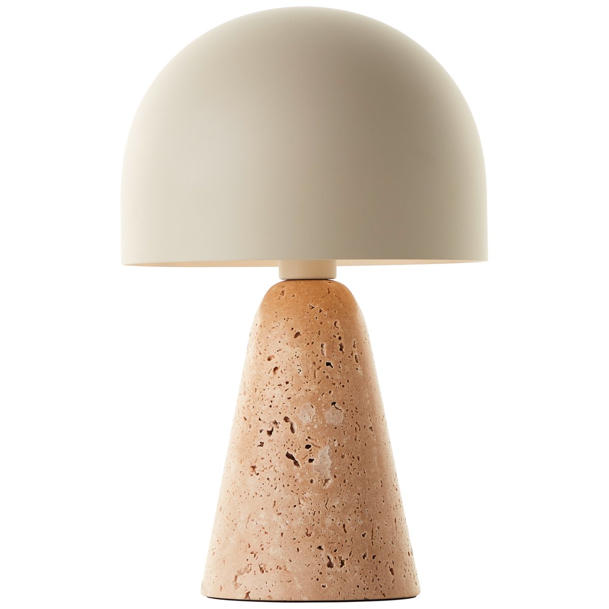 Nalam 30cm Beige bordlampe Fra Brilliant - Nalam bordlampe kombinerer moderne design og naturlig elegance med en stilfuld lampeskærm i beige og en robust fod lavet af ægte travertinsten.