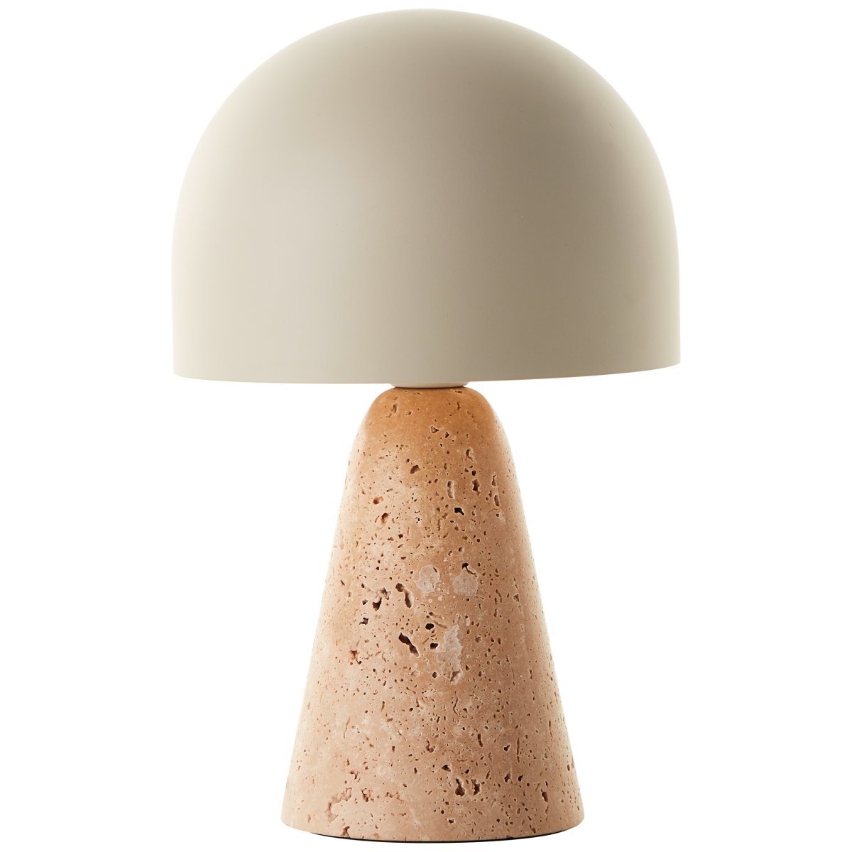 Nalam 30cm Beige bordlampe Fra Brilliant - Nalam bordlampe kombinerer moderne design og naturlig elegance med en stilfuld lampeskærm i beige og en robust fod lavet af ægte travertinsten.