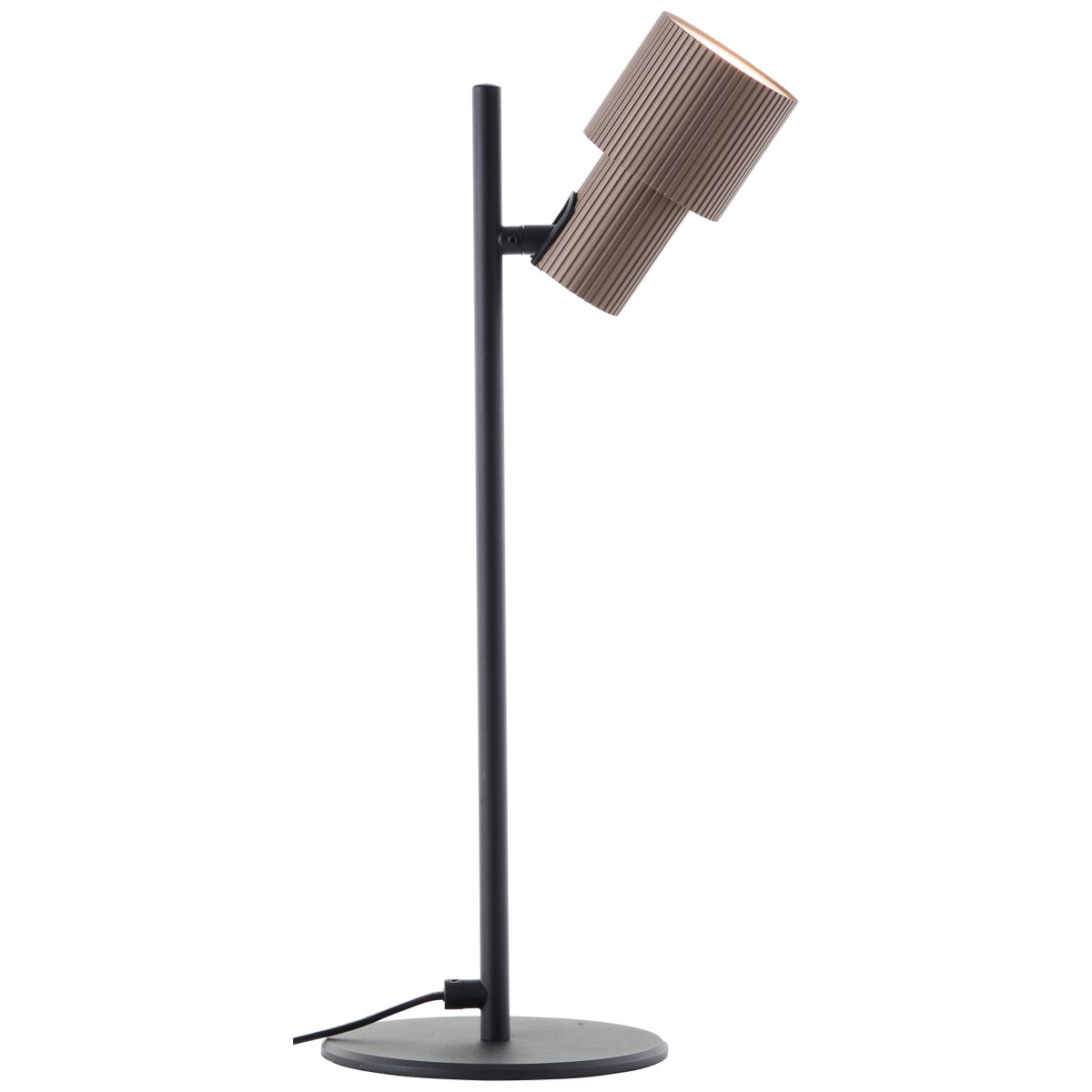 Cadiz 42cm Mat sort skrivebordslampe Fra Brilliant - Lampen leveres med dæmpbar GU10 lyskilde tændt; 5W som giver et varmt hvidt lys på 3000K og 350 lumen for en behagelig atmosfære.