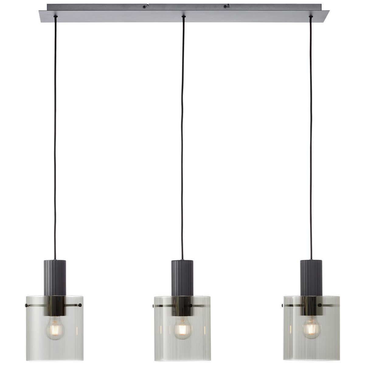 Riffelini 98cm Antracit loftslampe Fra Brilliant - Dens klare glas skaber et indbydende og moderne lys, der passer perfekt over spisebordet eller i stuen.