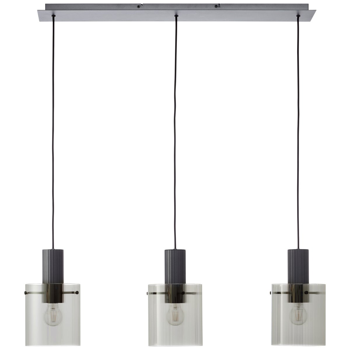 Riffelini 98cm Antracit loftslampe Fra Brilliant - Dens klare glas skaber et indbydende og moderne lys, der passer perfekt over spisebordet eller i stuen.